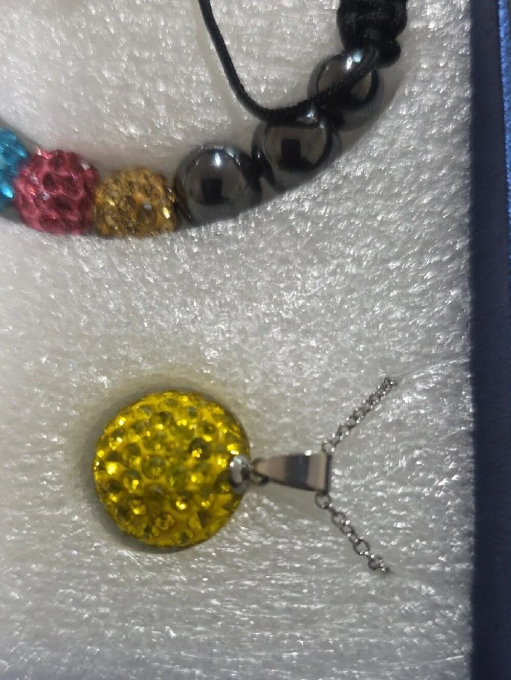 Strada Multicolor Crystal Bead Bracelet Watch Set with Yellow Accents